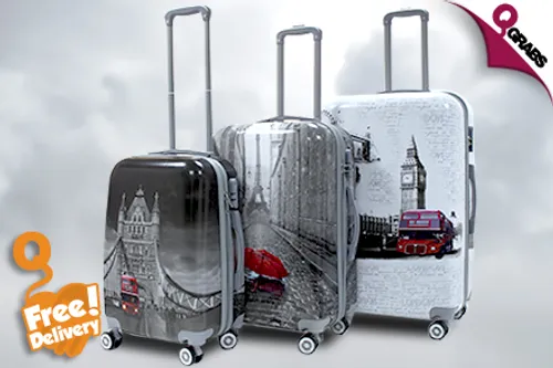 For QR399 Travel Smart with a 3-Piece Luggage Set with Rotary Wheels - FREE Delivery within Doha! (QR799 Value)